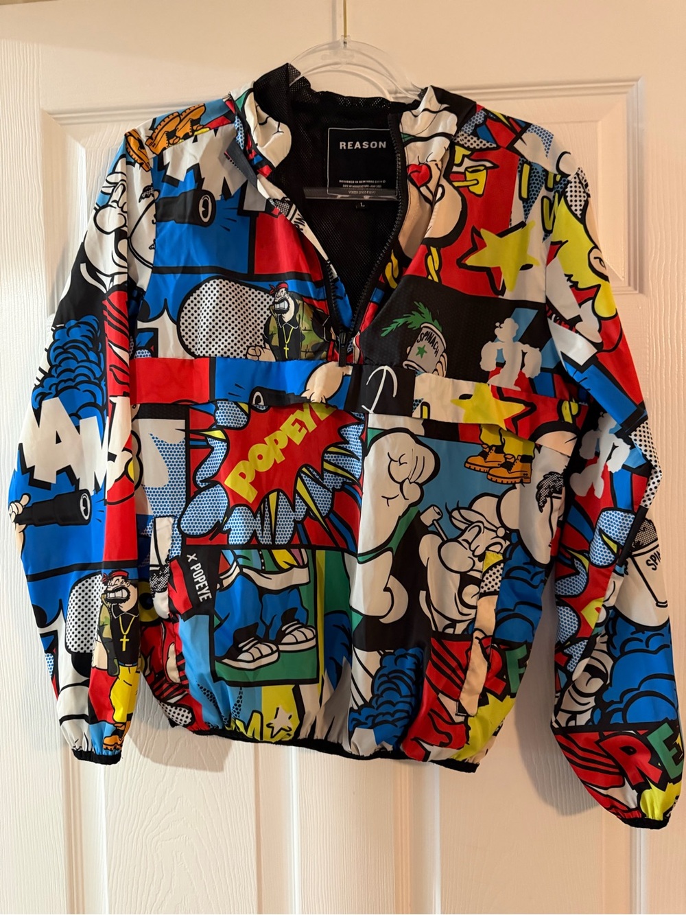 Reason Kids' Comic-Print Puffer Jacket in Red, Blue, Yellow, Black, White